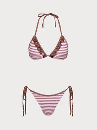 Women'S Polyester Knit Contrast Stripe Bikini Set Bikinis - SAMIOLSWIM