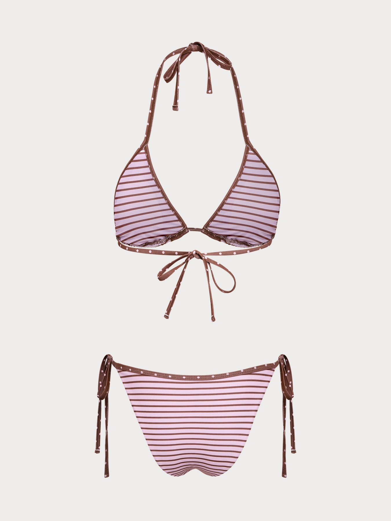 Women'S Polyester Knit Contrast Stripe Bikini Set Bikinis - SAMIOLSWIM