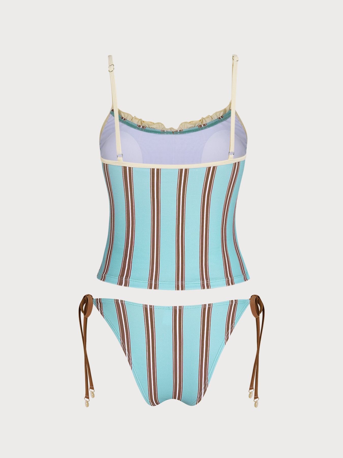 Women'S Polyester Knit Printed Ruffle Tankini Swimsuit Tankinis - SAMIOLSWIM