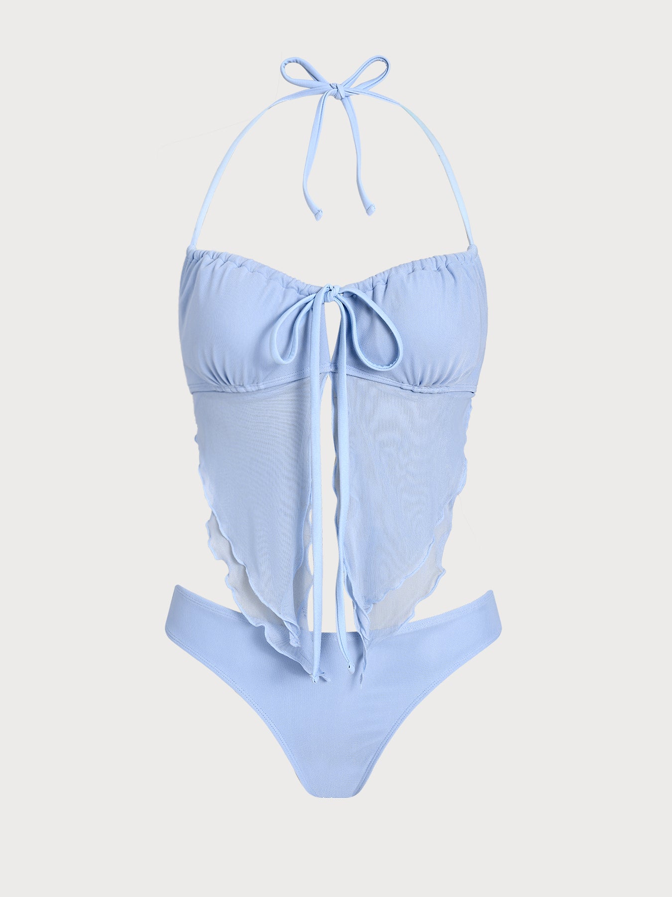 Women'S Polyester Knitted Mesh Ruched Tankini Swimsuit Tankinis - SAMIOLSWIM