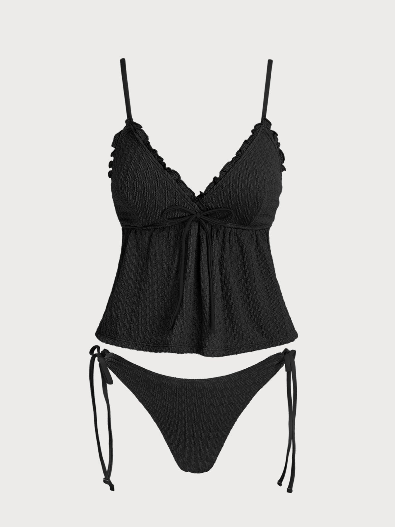 Women'S Polyester Knitted Ruffle Skirt Tankini Swimsuit Tankinis - SAMIOLSWIM