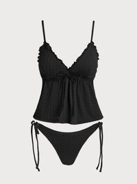 Women'S Polyester Knitted Ruffle Skirt Tankini Swimsuit Tankinis - SAMIOLSWIM