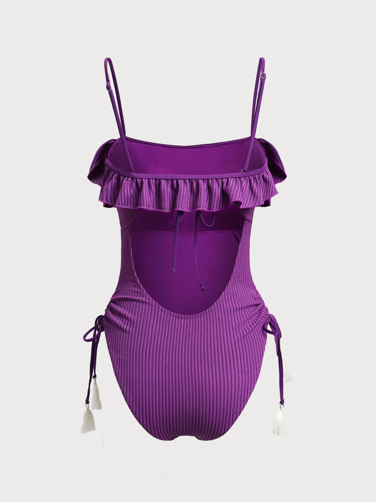 Women'S Polyester Knitted Ruffled Cutout One-Piece Swimsuit One-Pieces - SAMIOLSWIM
