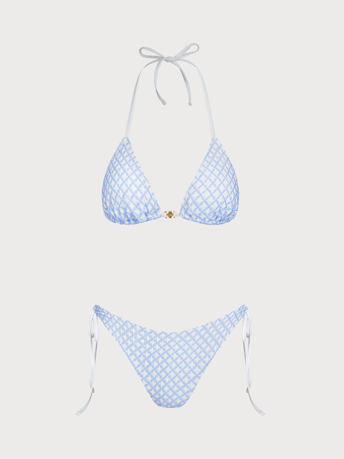 Women'S Polyester Knitted Shell Trim Bikini Set Bikinis - SAMIOLSWIM