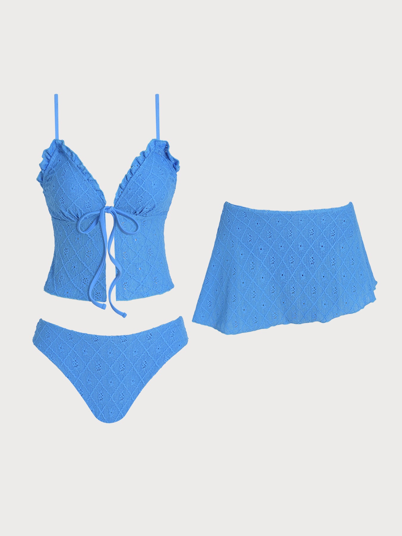 Women'S Polyester Knitted Swimsuit Blue - SAMIOLSWIM