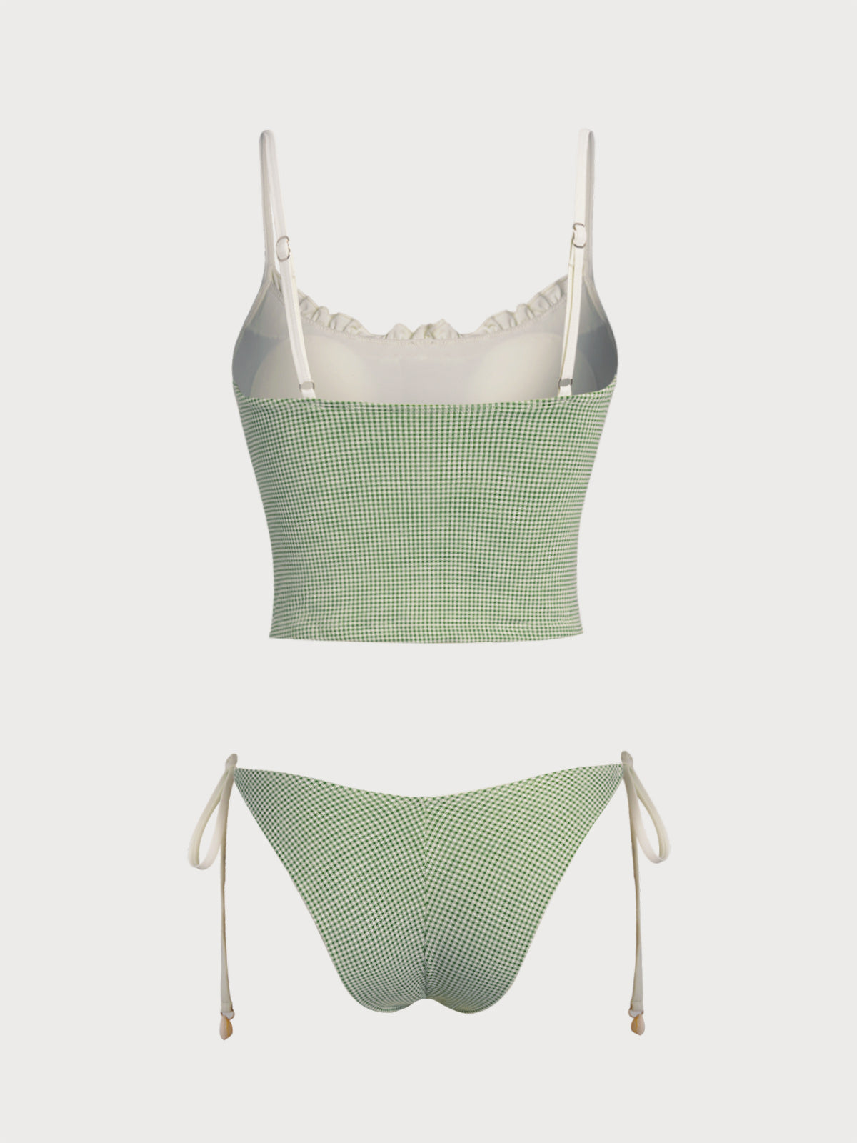 Women'S Polyester Knitted Vintage Plaid Contrast Tankini Swimsuit Tankinis - SAMIOLSWIM