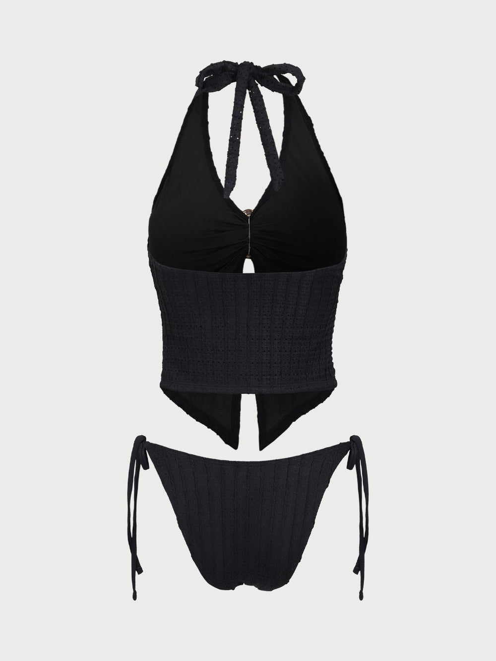 Solid Color Cutout Design Tankini Set