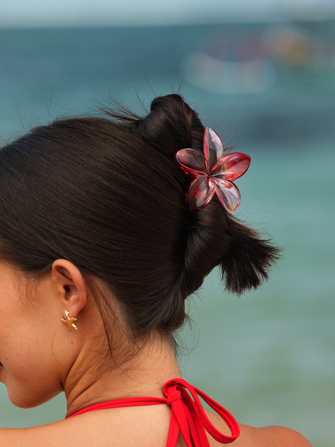 Women's Acrylic Sunflower Hair Accessory Red Hair Accessories - SAMIOLSWIM
