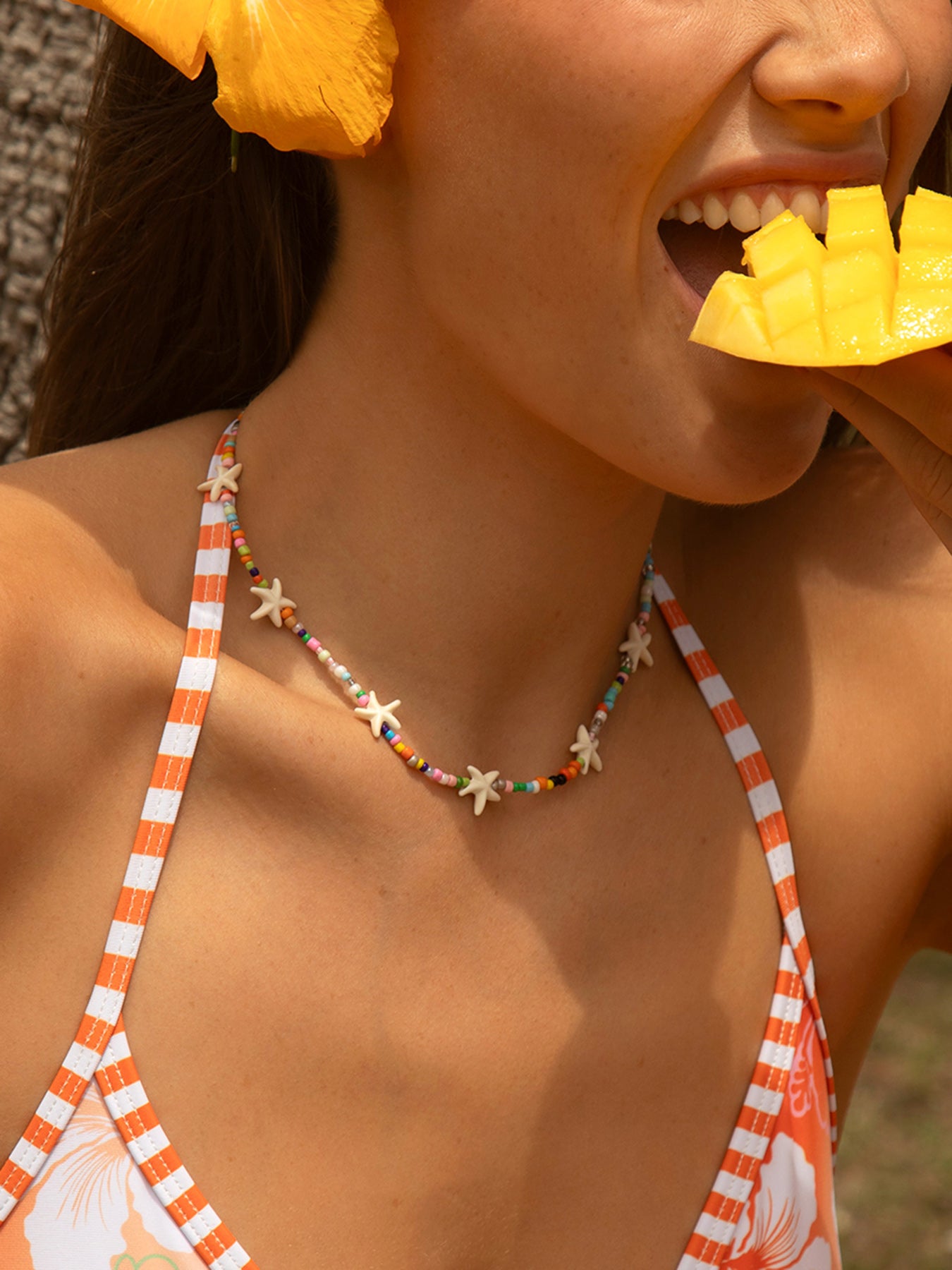 Women's beaded starfish pendant necklace Necklaces - SAMIOLSWIM