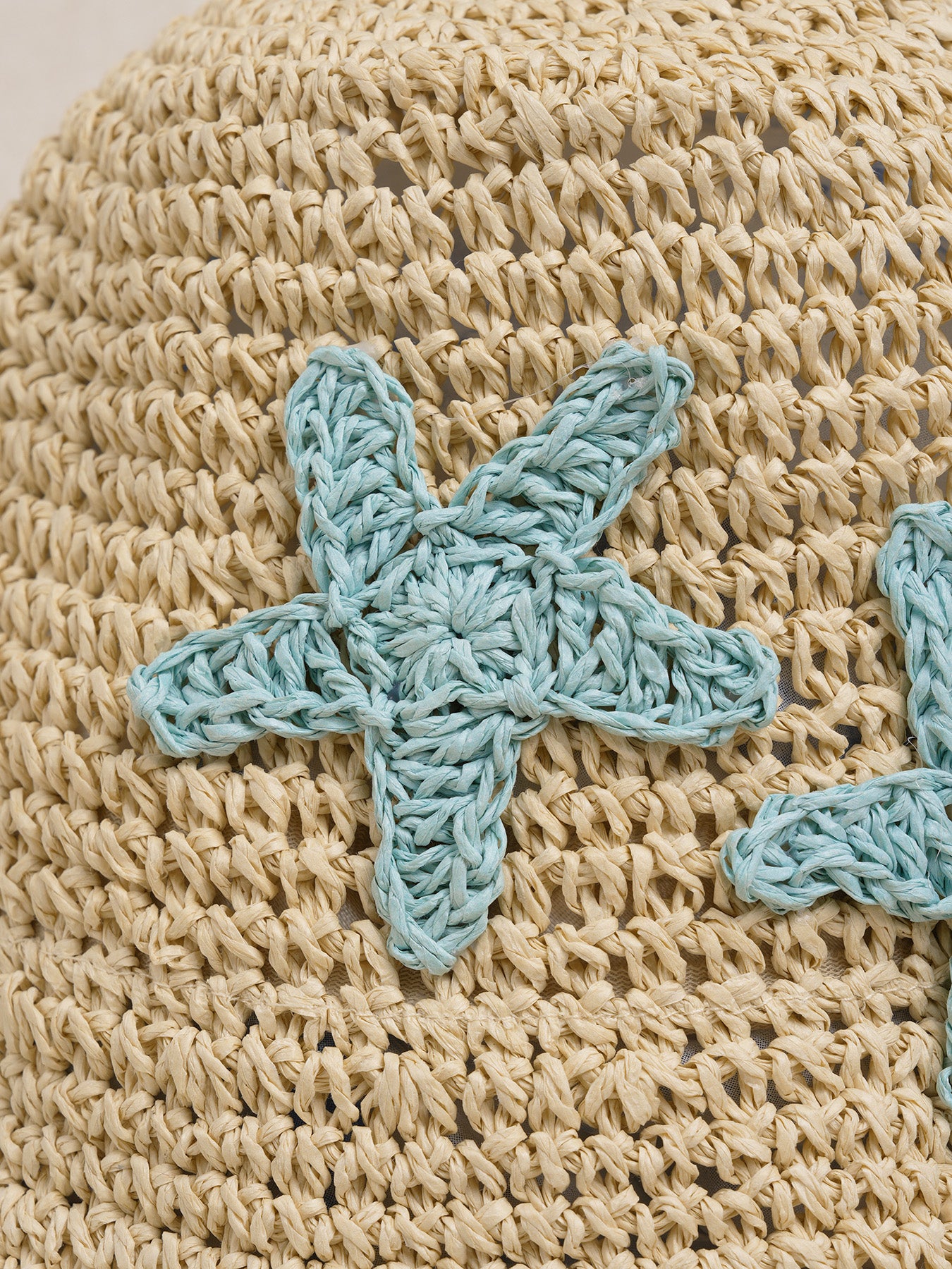 Women's color-blocked star-patterned wide-brimmed woven straw hat Hats - SAMIOLSWIM