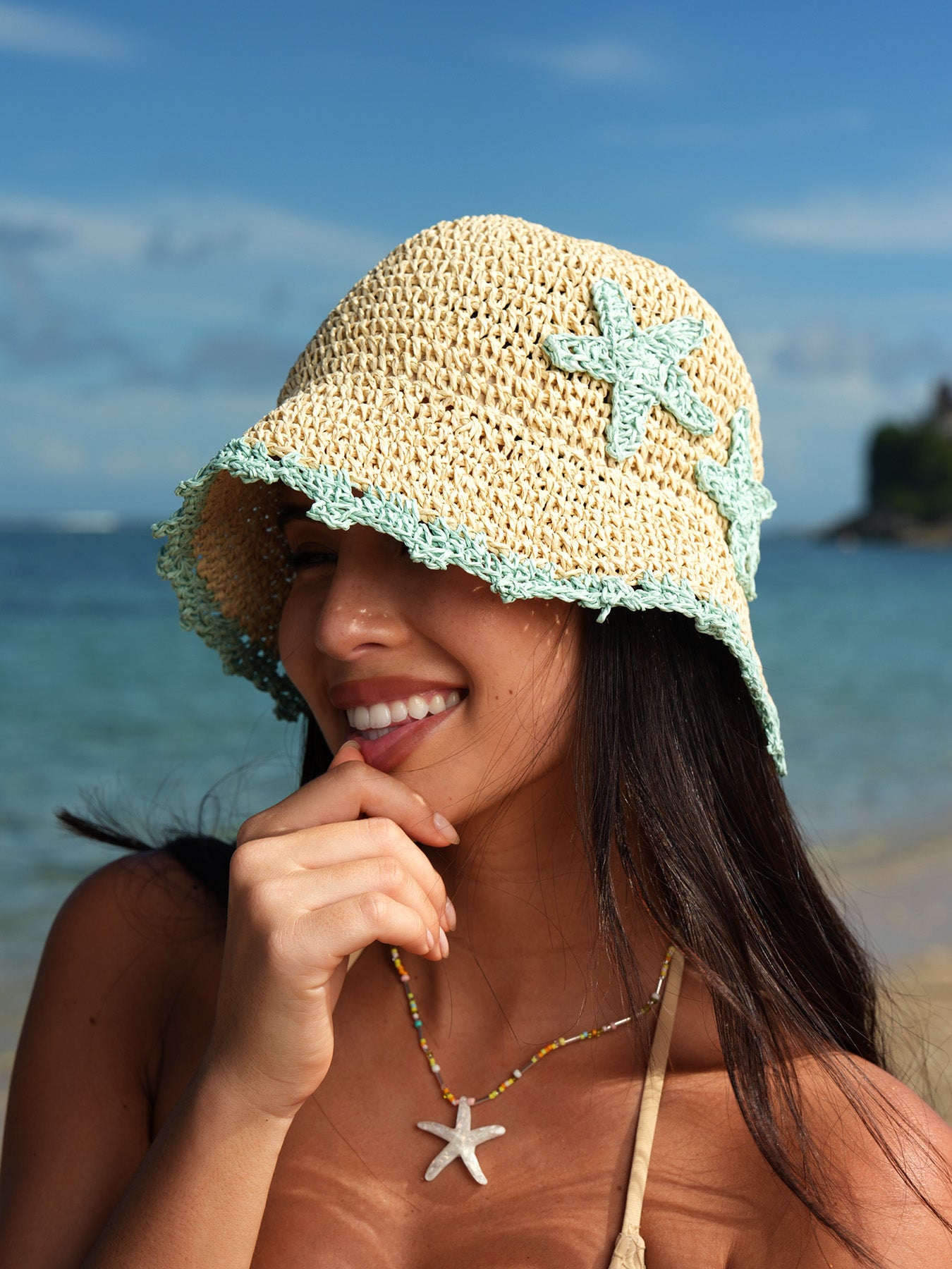 Apricot Star Wide-brimmed Woven Straw Hat & Reviews - Apricot