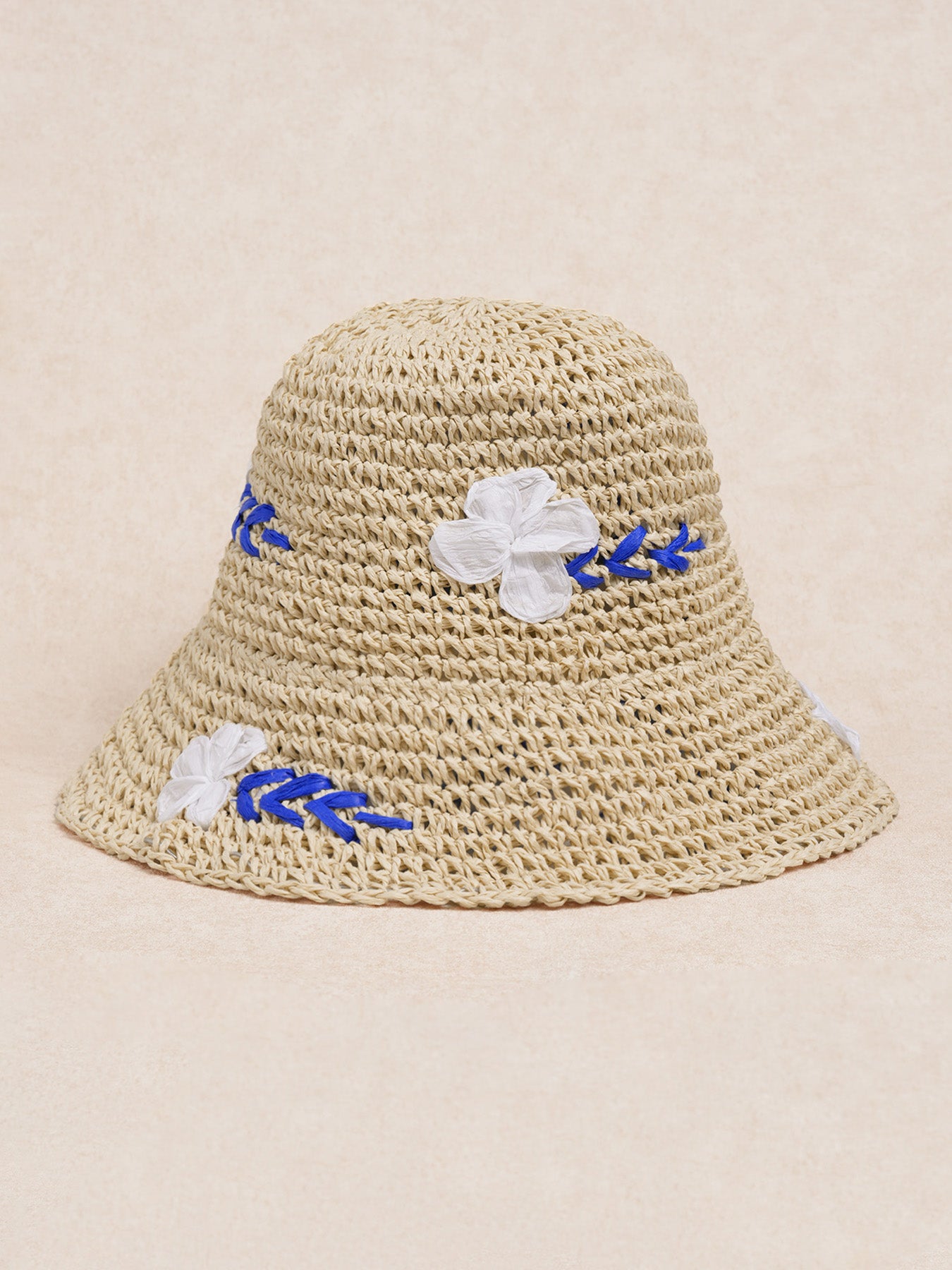 Women's Embroidered Hollow-Out Sun Hat Beige Hats - SAMIOLSWIM