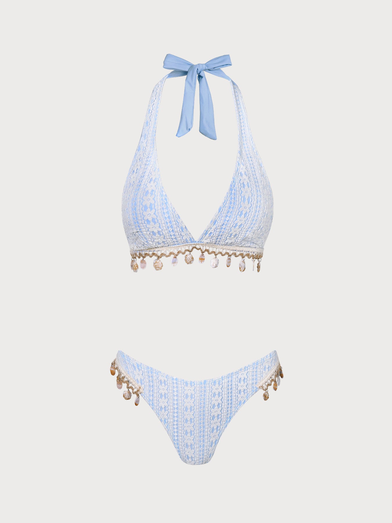 Women's Knitted Nylon Bikini Set Blue Bikinis - SAMIOLSWIM