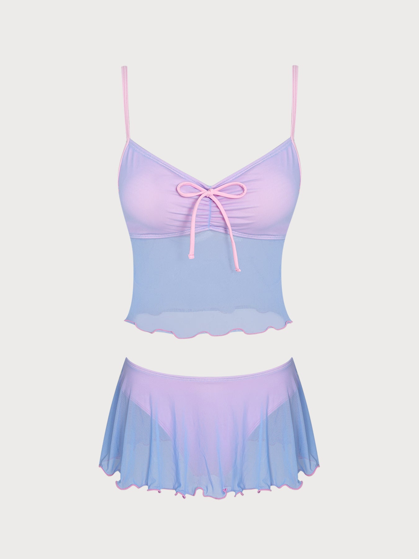 Women's Knitted Nylon Color Block Tankini Suit Tankinis - SAMIOLSWIM