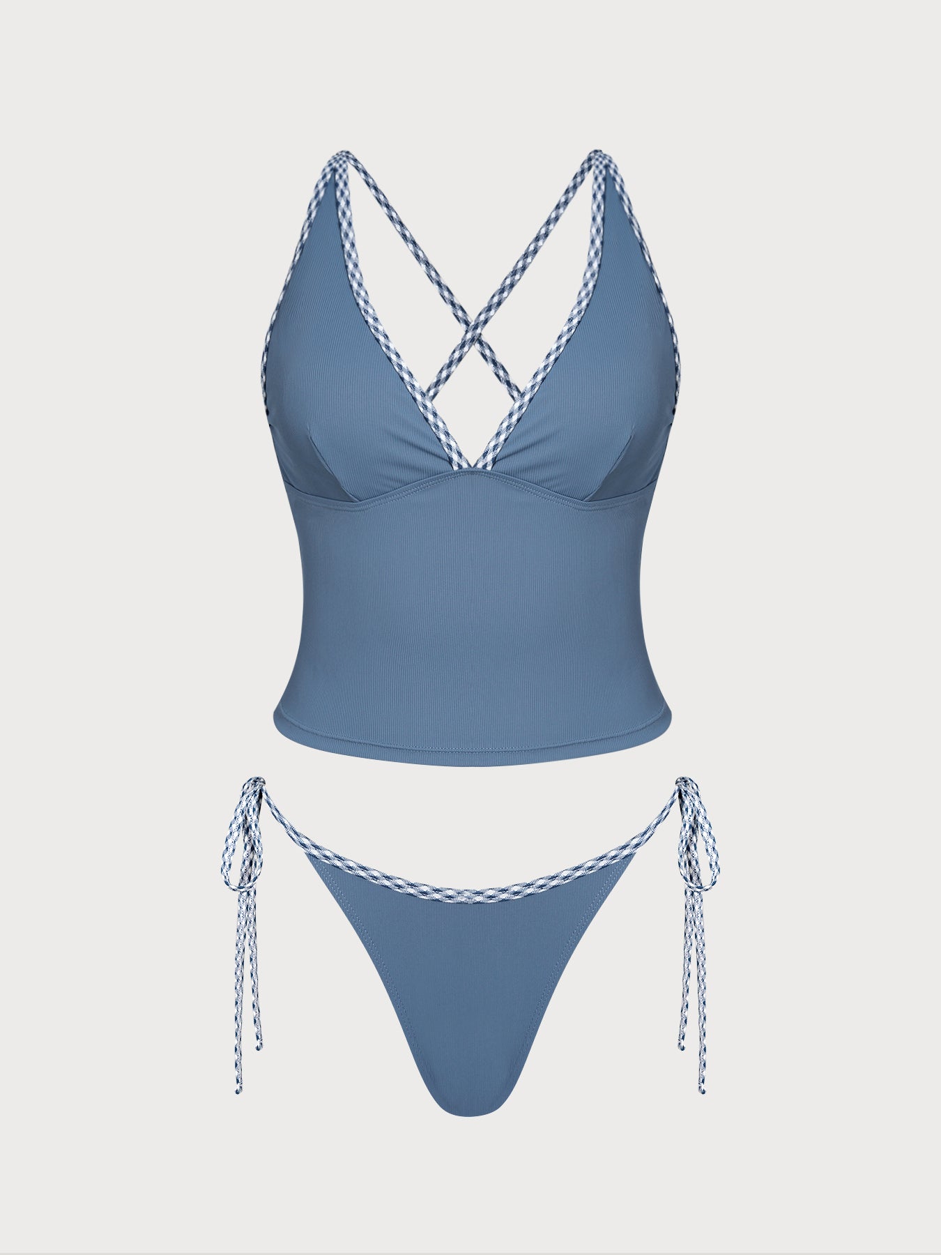 Women's Knitted Nylon Color Block Tankini Suit Tankinis - SAMIOLSWIM