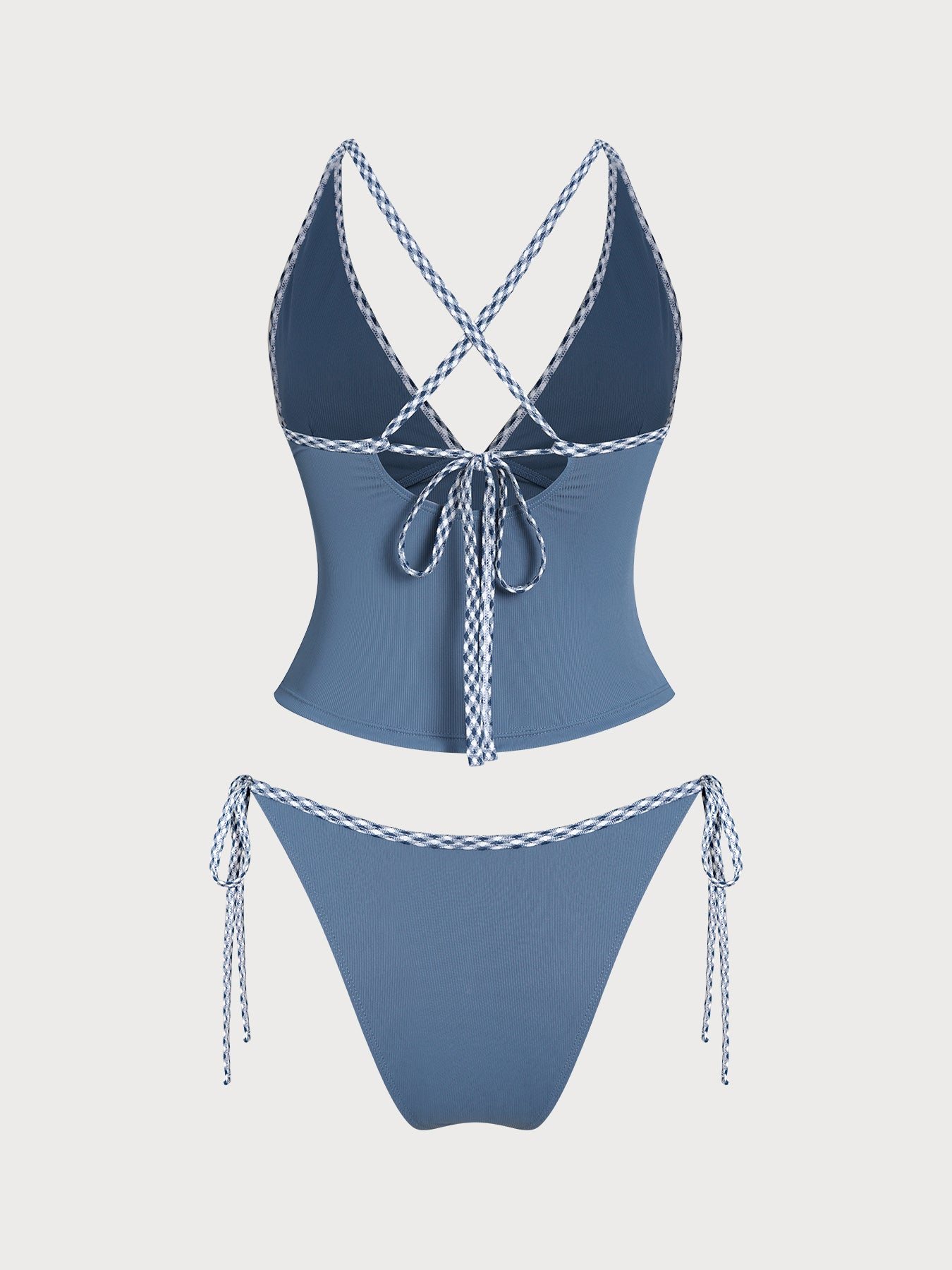Women's Knitted Nylon Color Block Tankini Suit Tankinis - SAMIOLSWIM