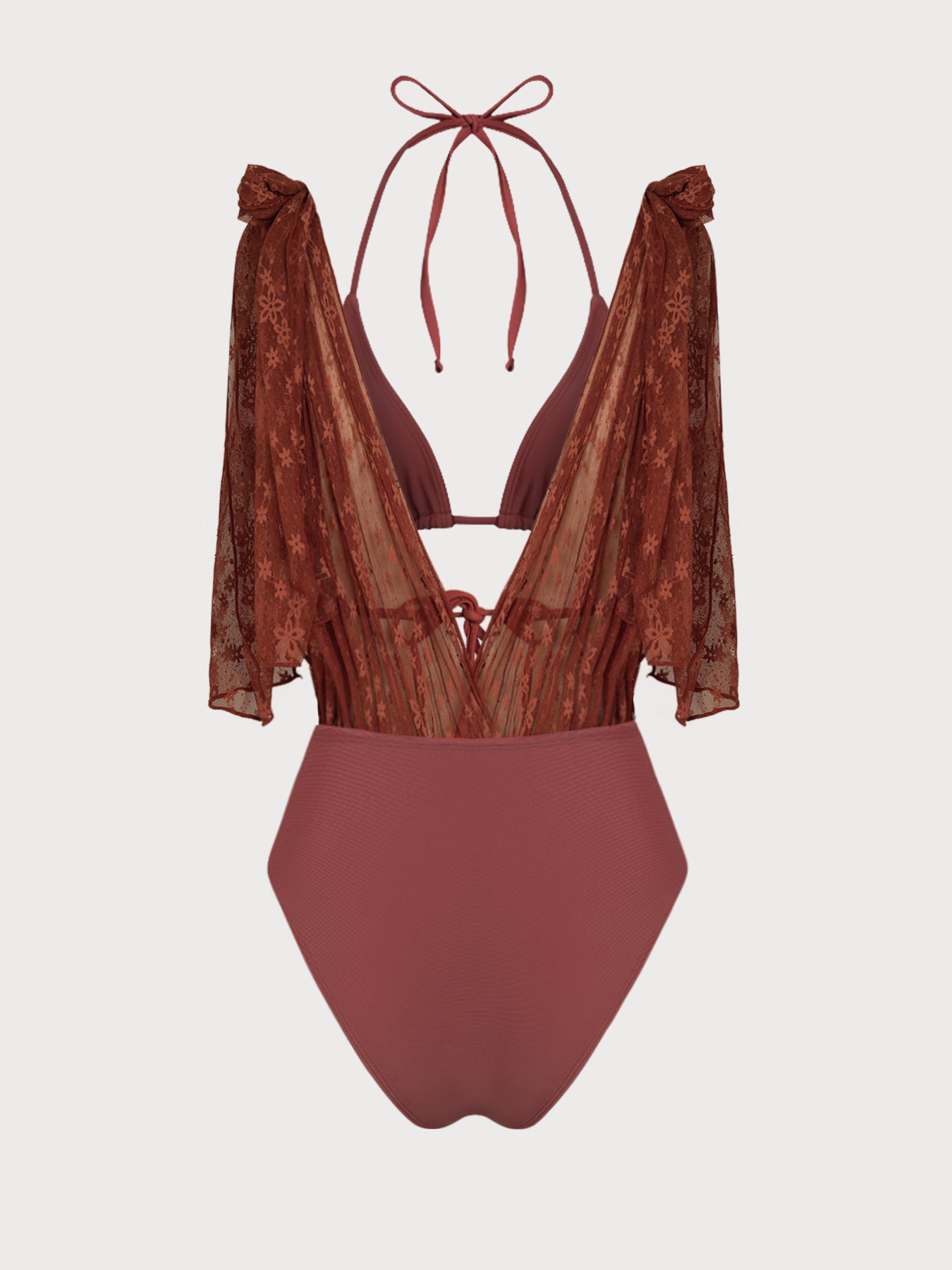 Women's Knitted Nylon Lace Floral Cutout Bikini Set Bikinis - SAMIOLSWIM