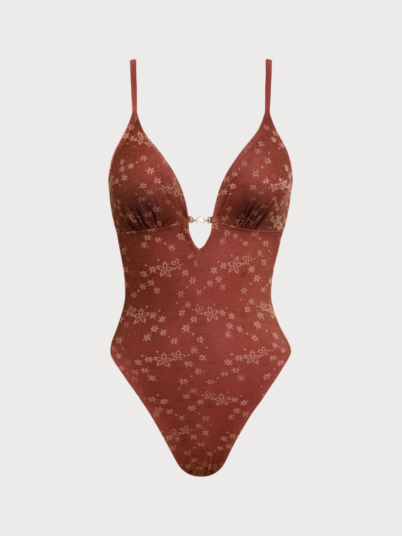 Women's Knitted Nylon Mesh One-Piece Swimsuit Red One-Pieces - SAMIOLSWIM