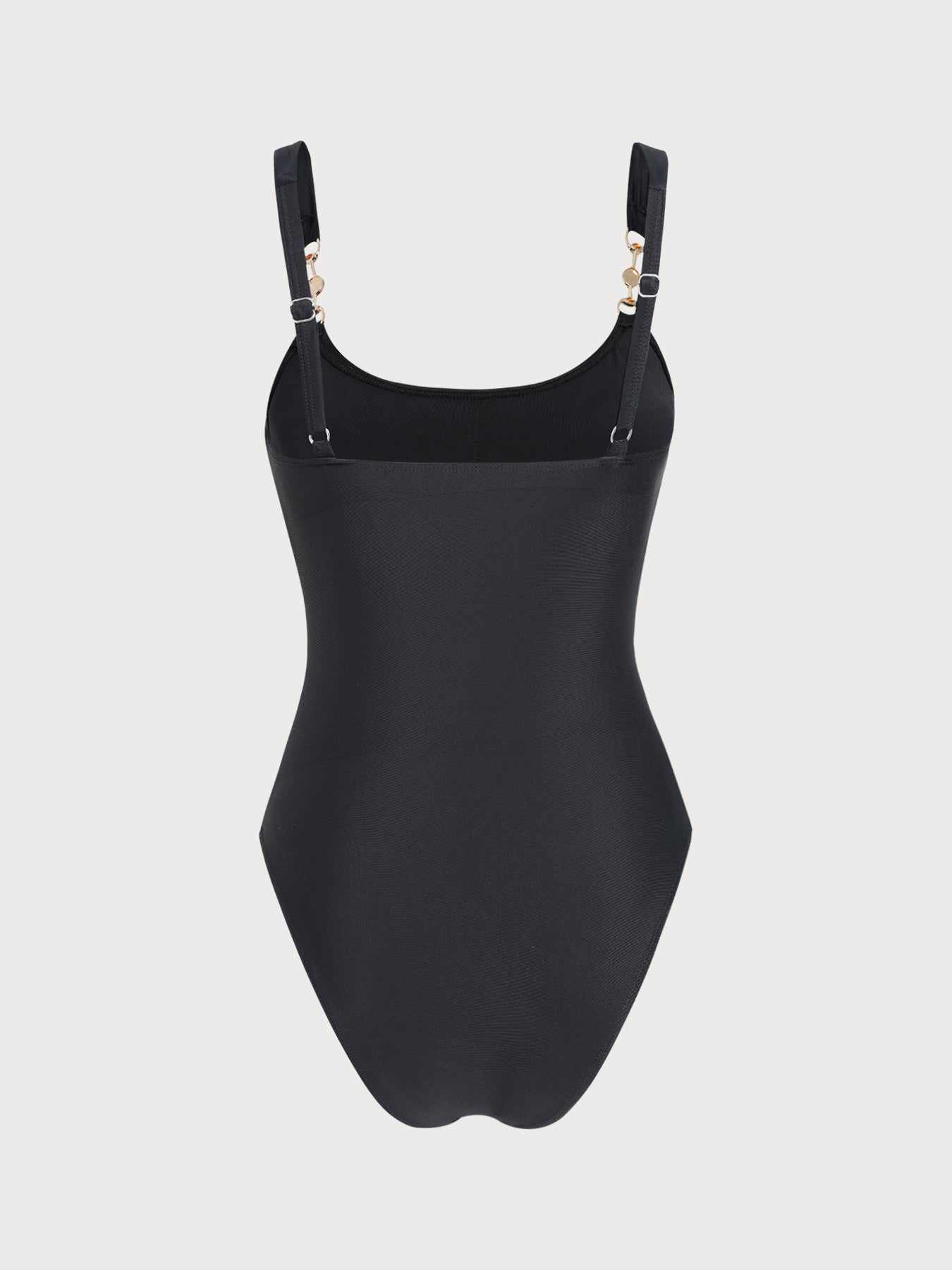 Black U Neck Rhinestones One-Piece Swimsuit & Reviews - Black