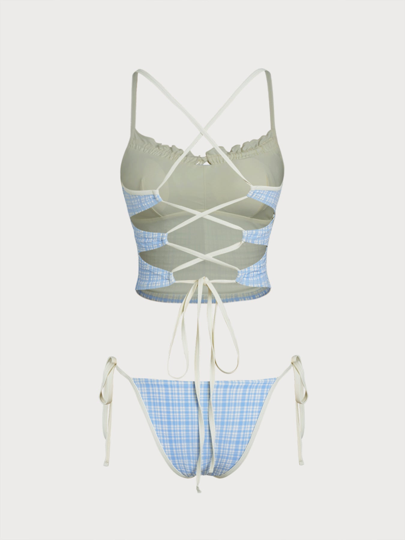 Women's Knitted Nylon Plaid Tankini Suit Tankinis - SAMIOLSWIM