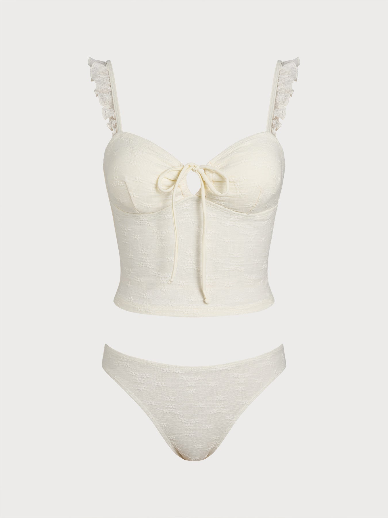 Women's Knitted Nylon Ruffled Tankini Suit Tankinis - SAMIOLSWIM