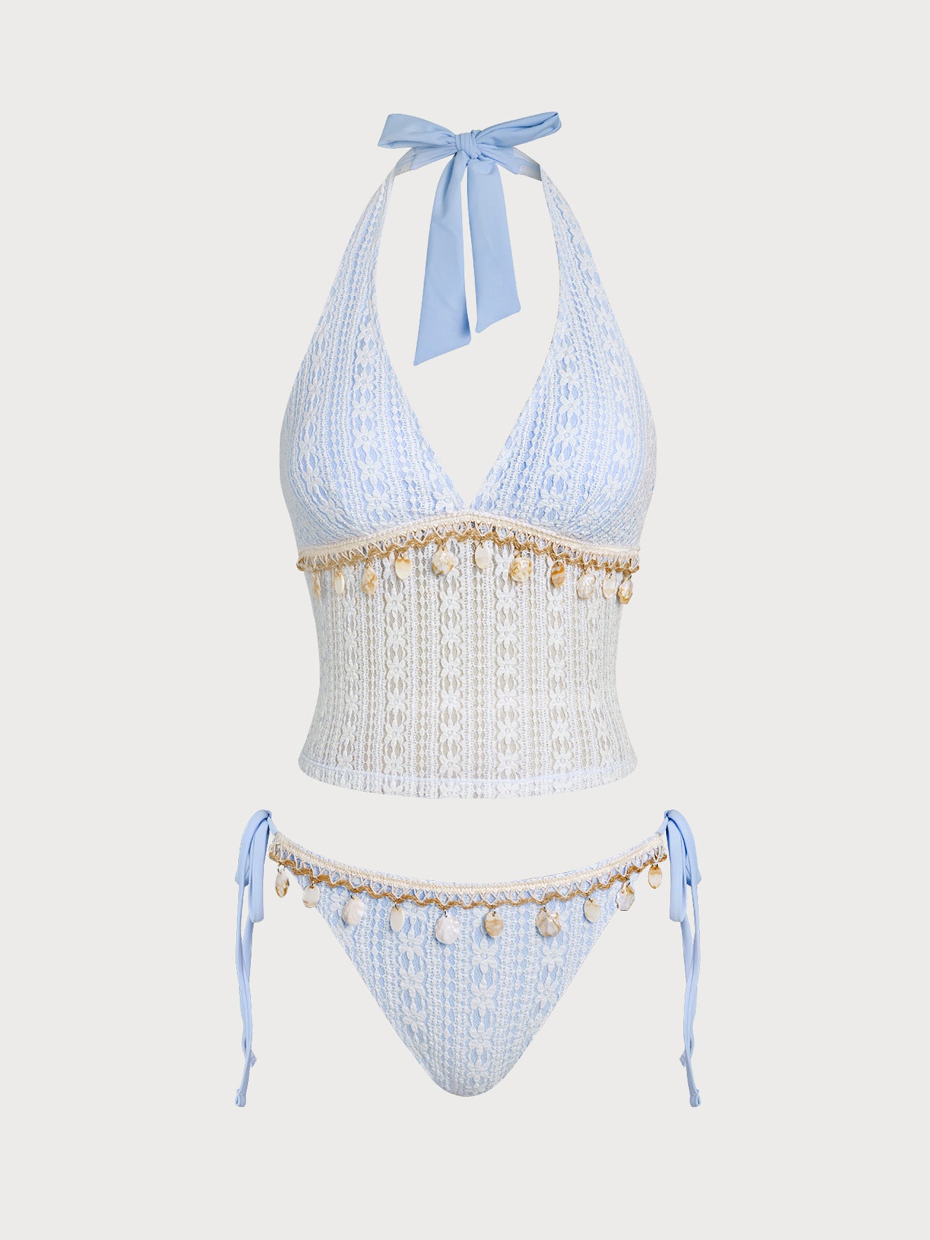Pink Crochet Lace Shell Tankini Swimsuit & Reviews - Pink