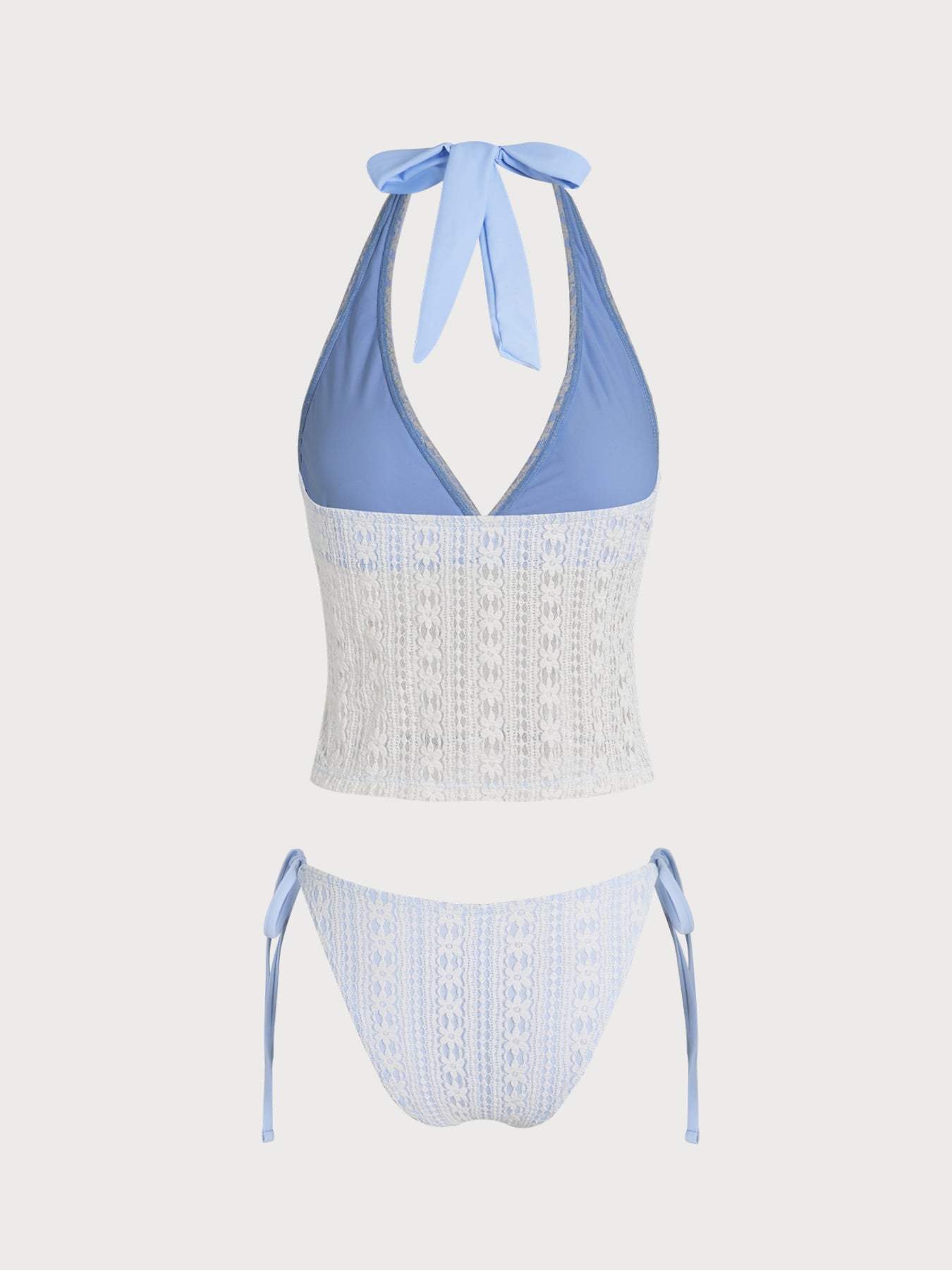 Blue Crochet Lace Shell Tankini Swimsuit & Reviews - Blue
