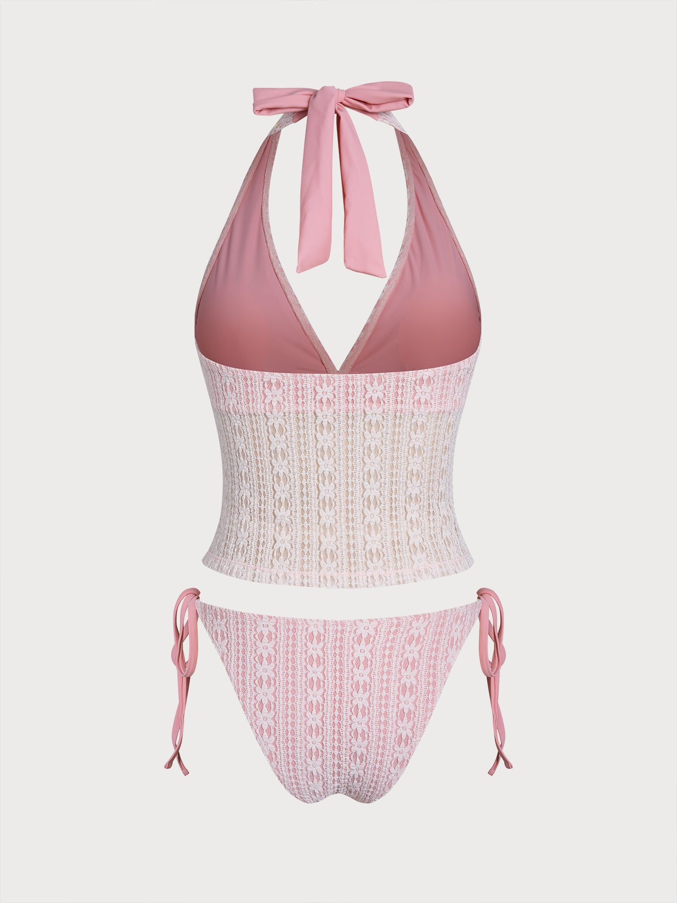Pink Crochet Lace Shell Tankini Swimsuit & Reviews - Pink