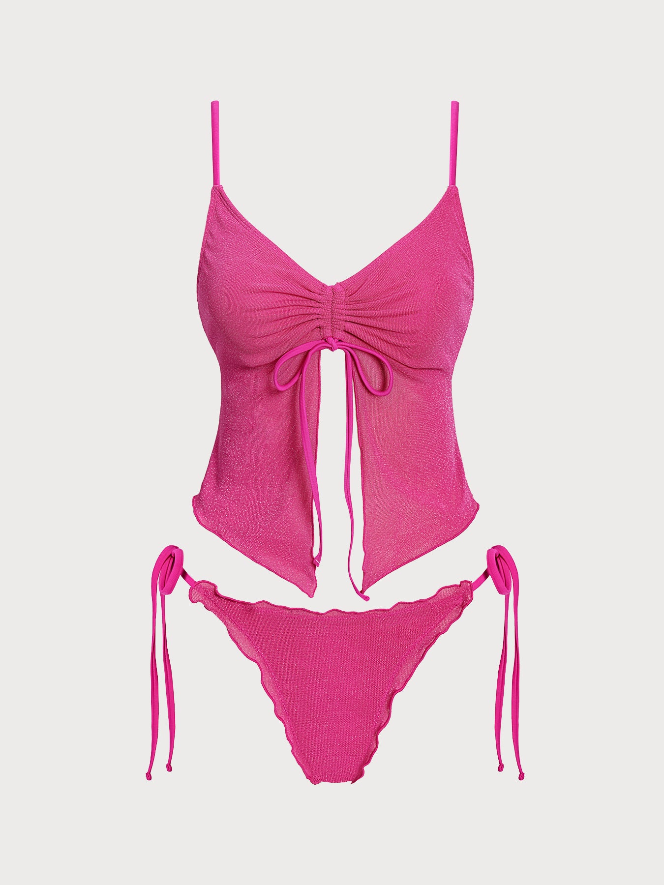 Women's Knitted Nylon Silver Thread Tankini Set Tankinis - SAMIOLSWIM