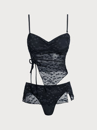 Women's Knitted Nylon Tankini Suit Black Tankinis - SAMIOLSWIM