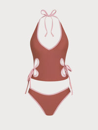 Women's Knitted Nylon Tankini Suit Brick Red Tankinis - SAMIOLSWIM