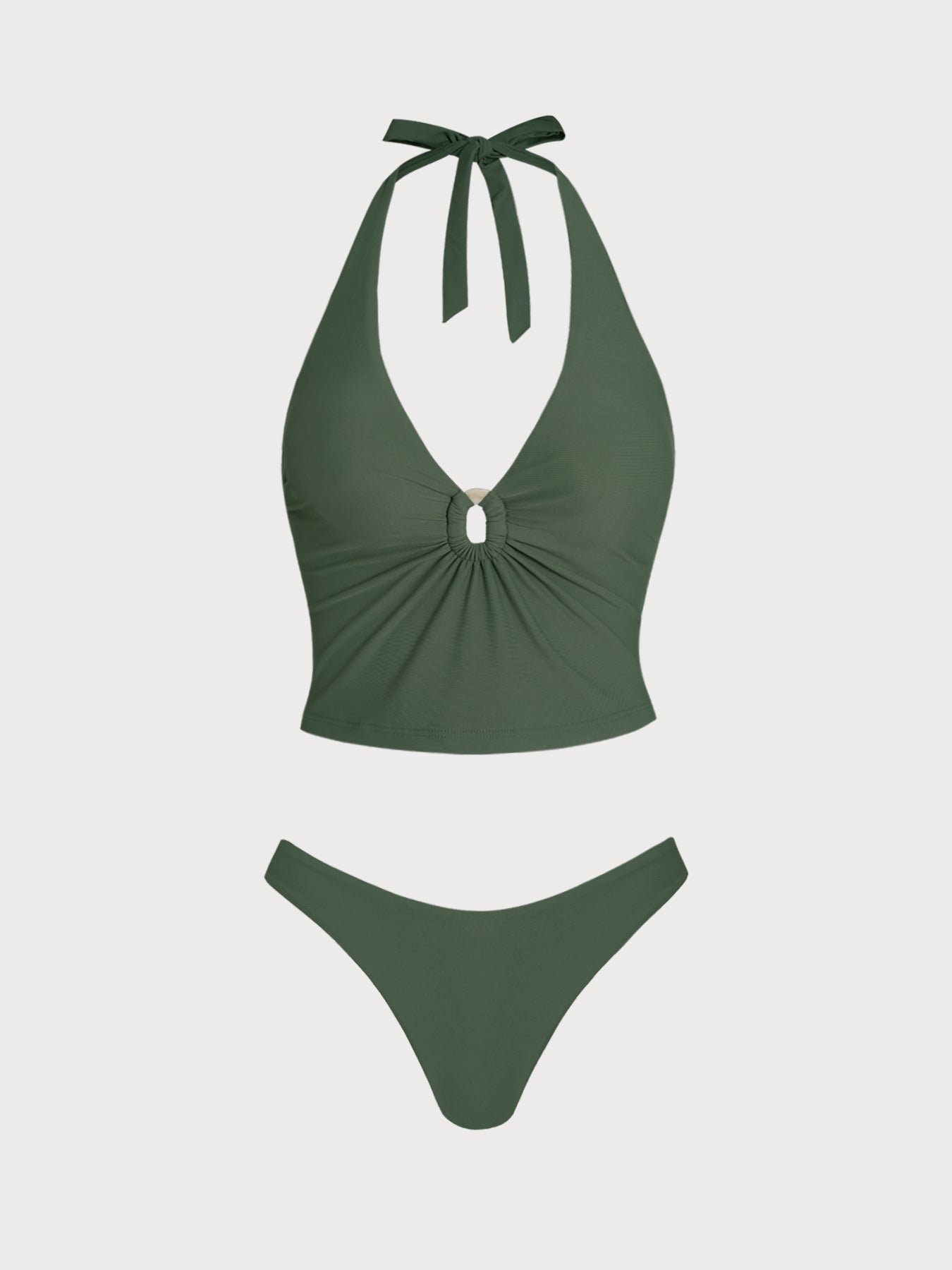 Women's Knitted Nylon Tankini Suit Green Tankinis - SAMIOLSWIM