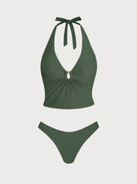Women's Knitted Nylon Tankini Suit Green Tankinis - SAMIOLSWIM