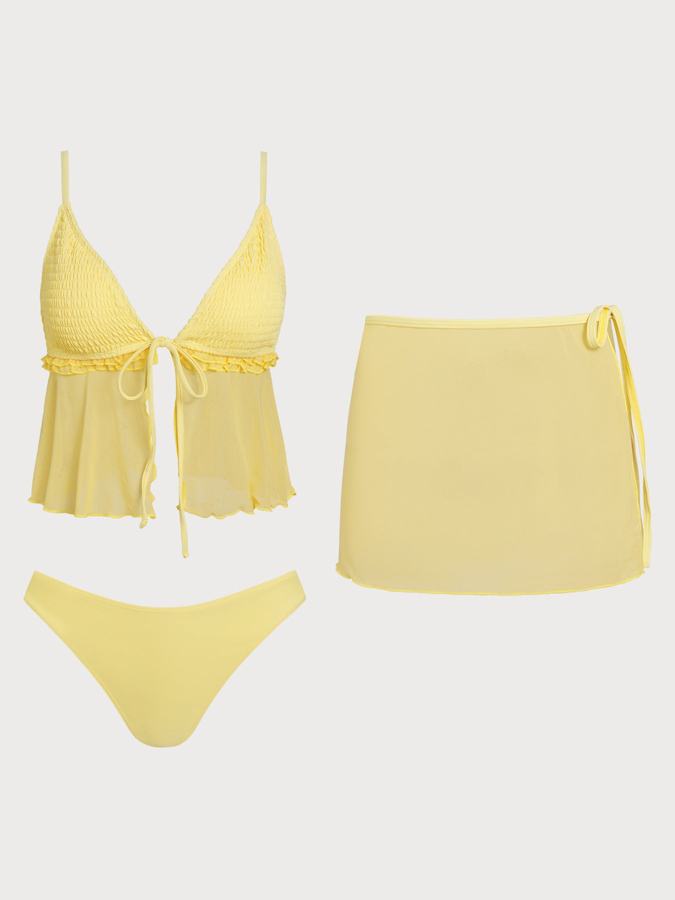 Women's Knitted Nylon Tankini Suit Yellow Tankinis - SAMIOLSWIM