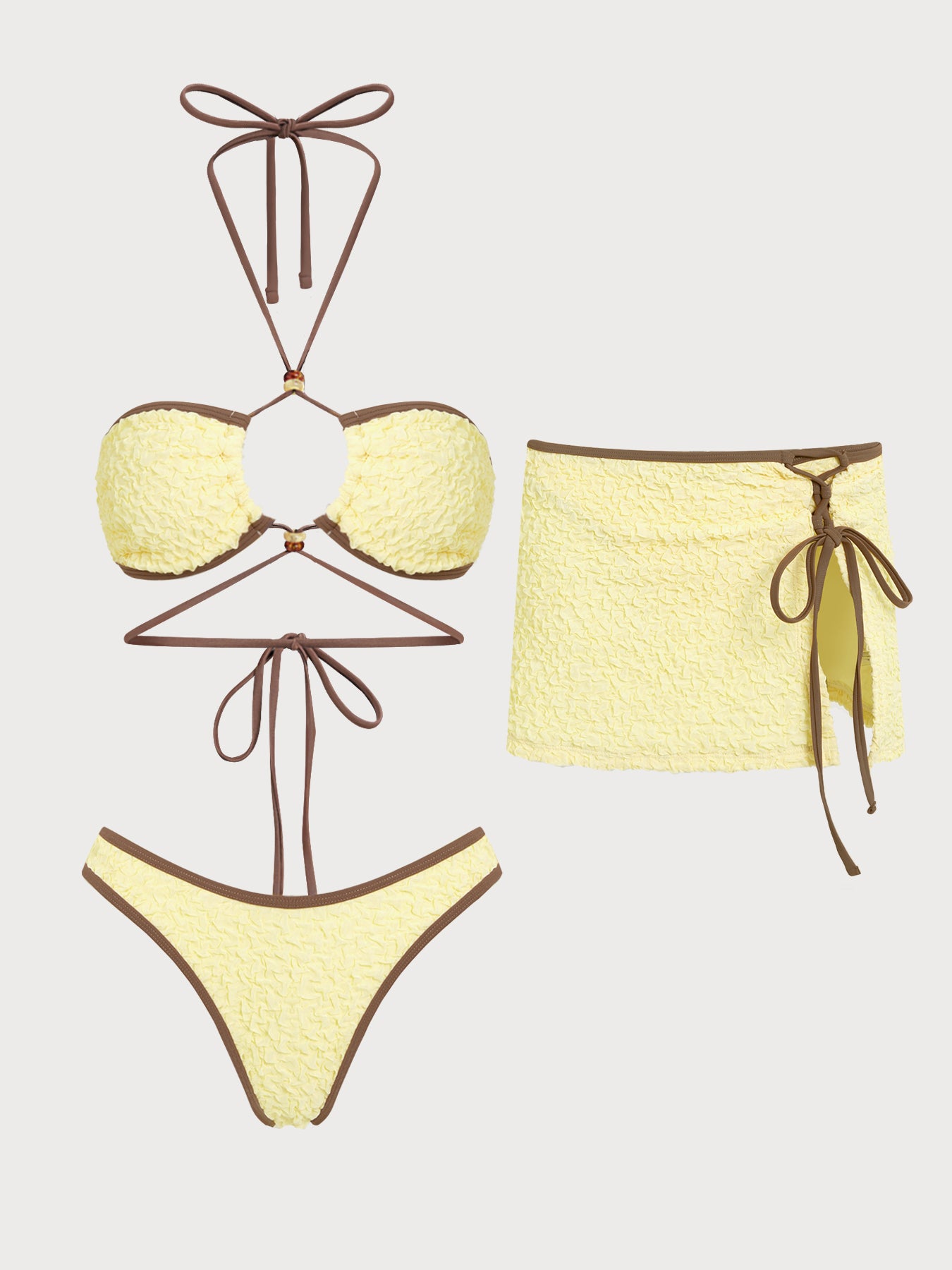 Women's Knitted Polyester Beaded Bikini Set Bikinis - SAMIOLSWIM
