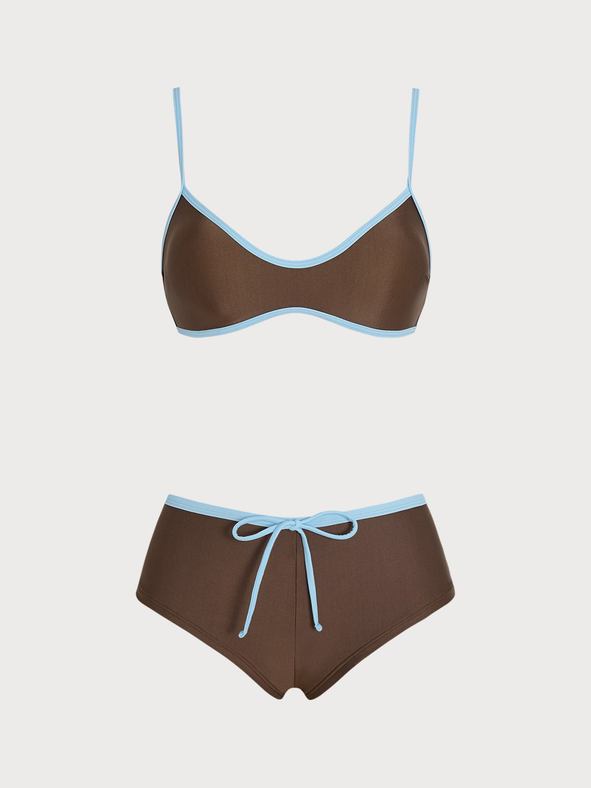 Women's Knitted Polyester Bikini Set Coffee - SAMIOLSWIM