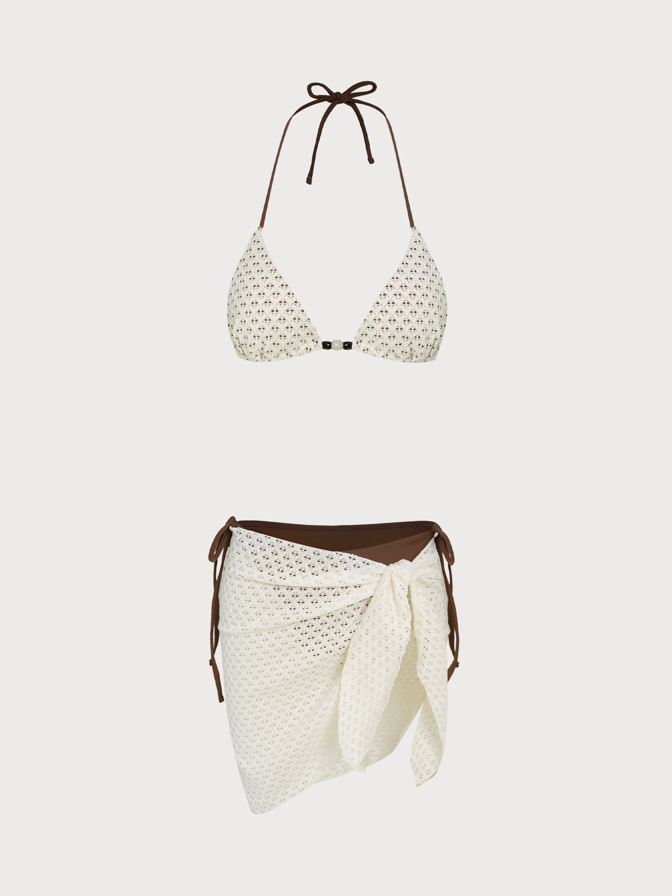 Women's Knitted Polyester Bikini Set Coffee Bikinis - SAMIOLSWIM
