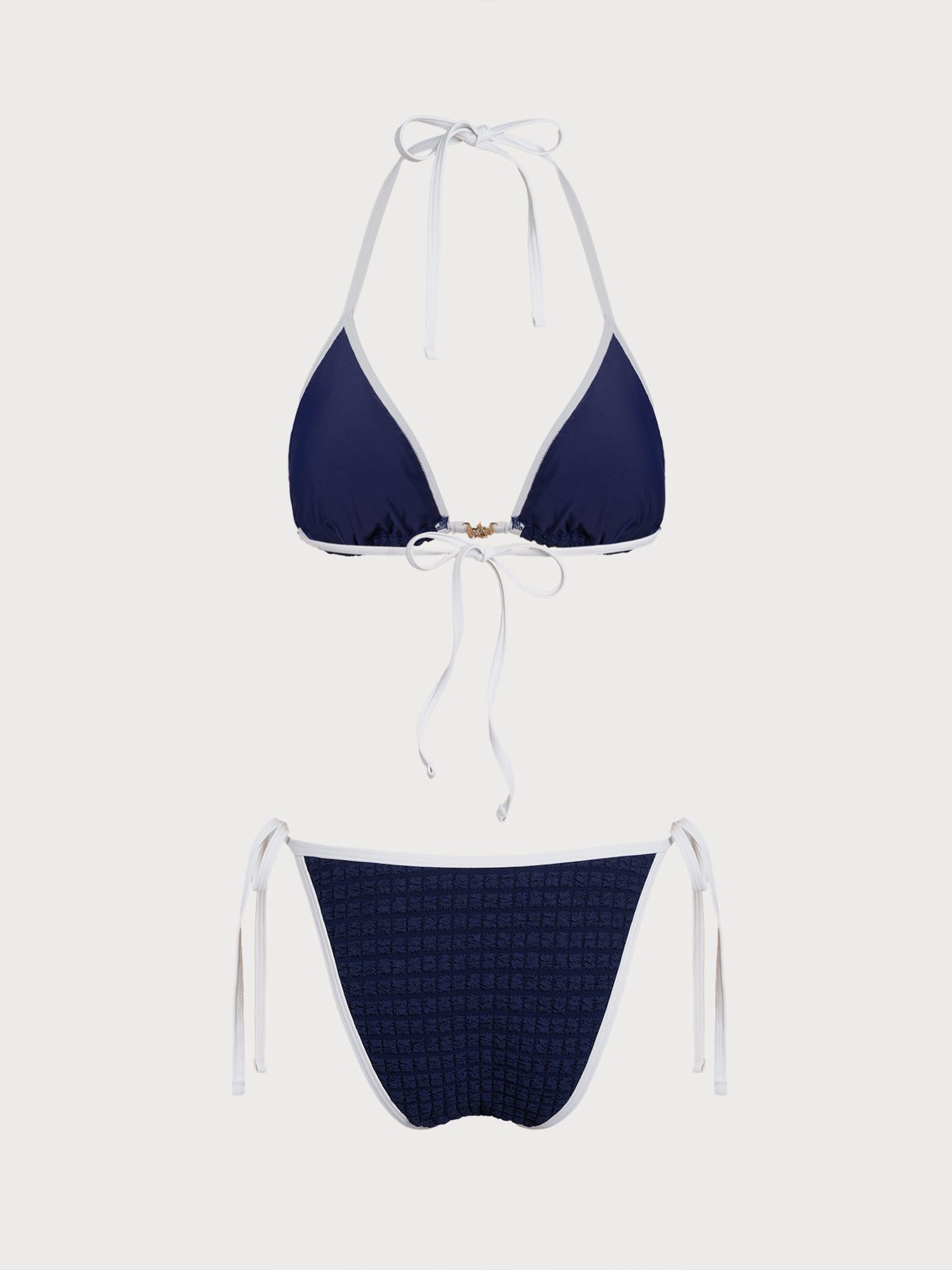 Women's Knitted Polyester Color Block Bikini Set Bikinis - SAMIOLSWIM