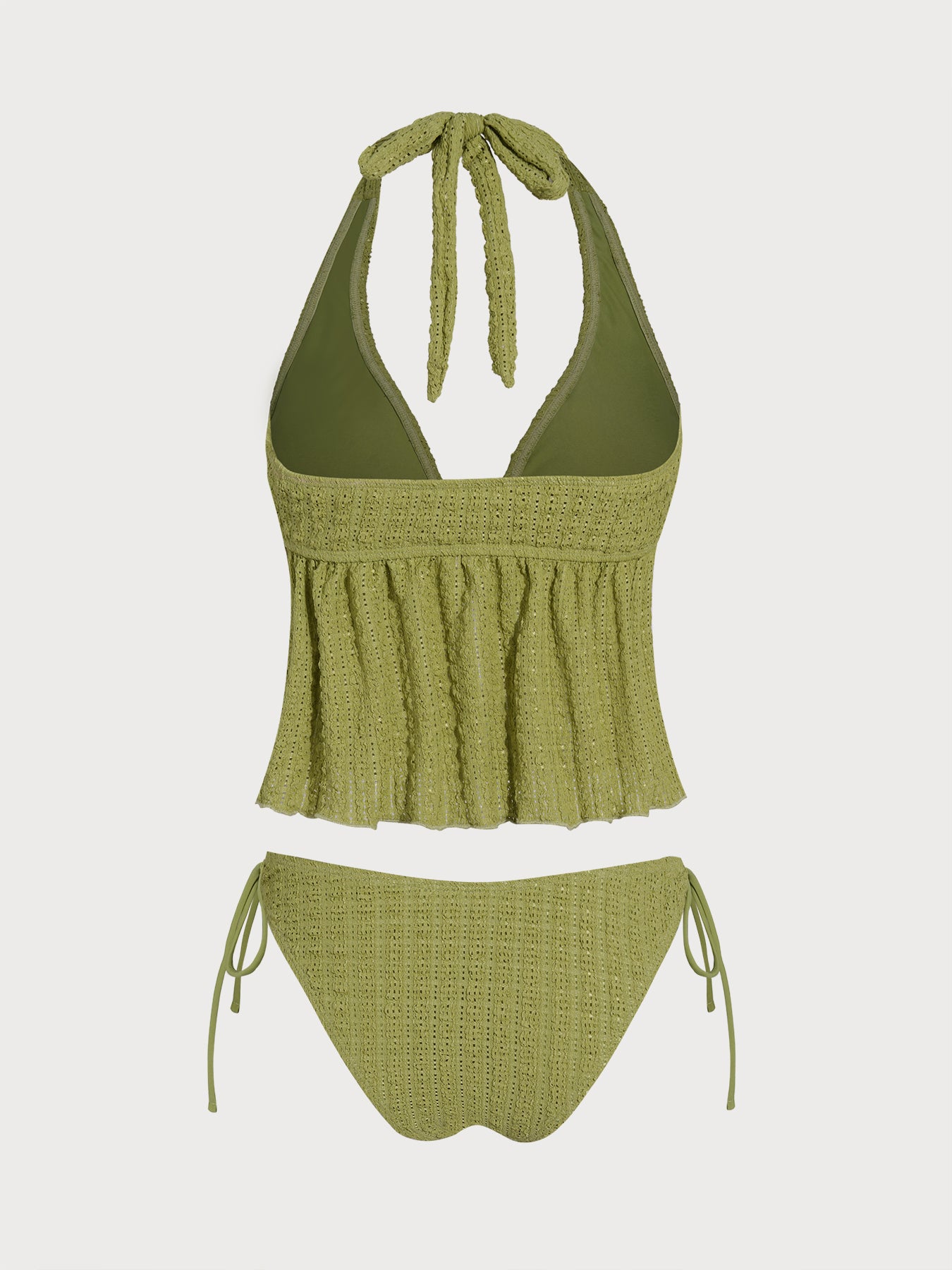 Women's Knitted Polyester Color Block Tankini Suit Tankinis - SAMIOLSWIM
