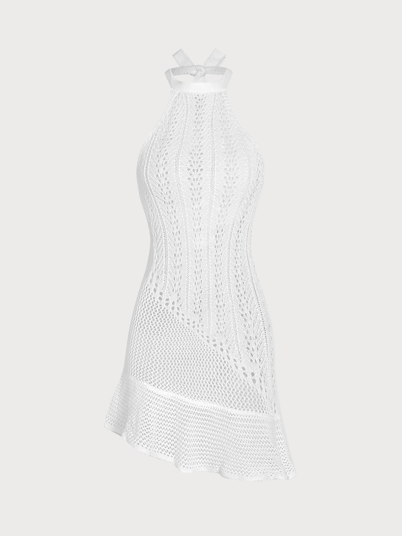 Women's knitted polyester halter-neck top White Cover-ups - SAMIOLSWIM