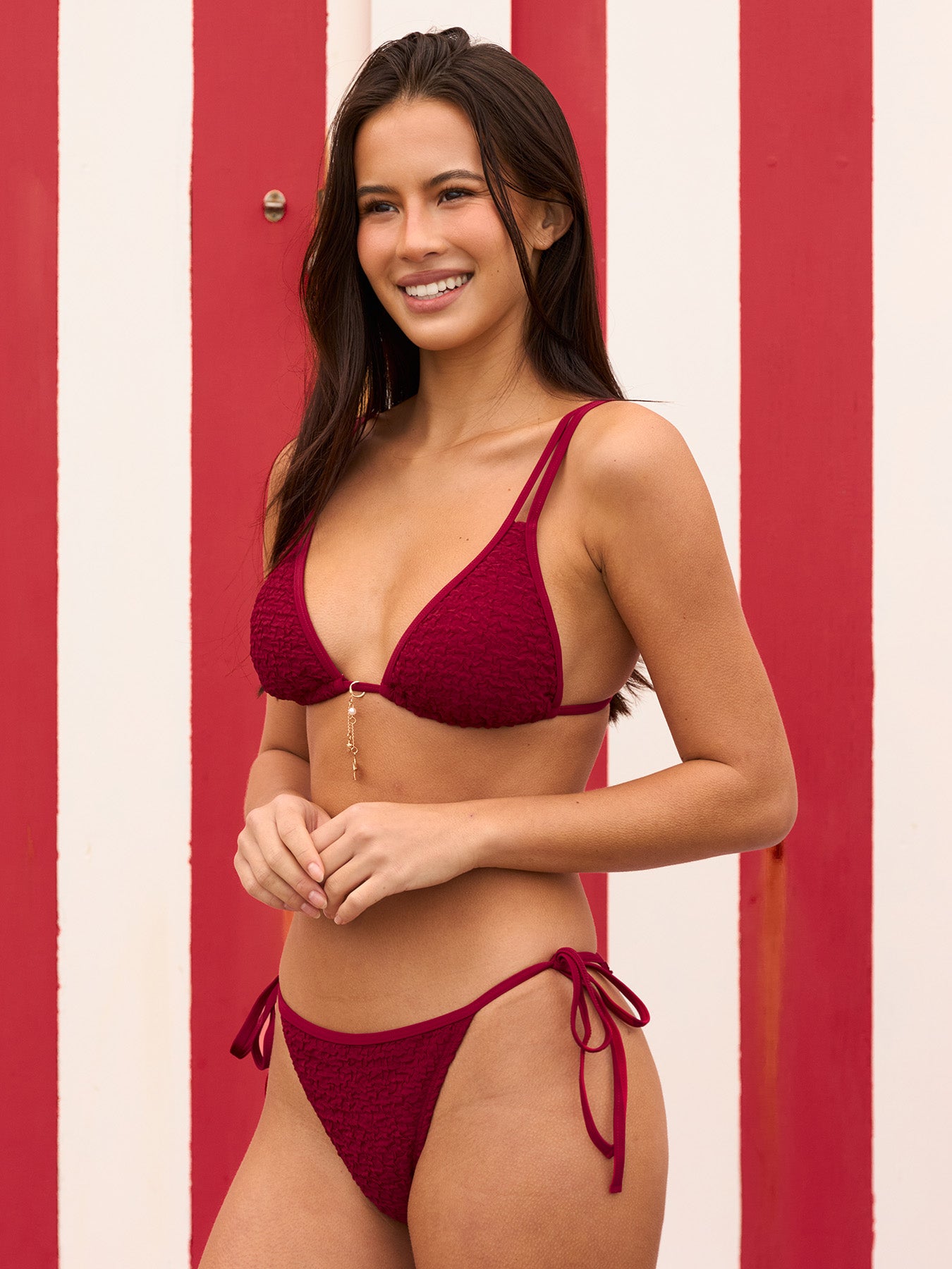 Women's Knitted Polyester Jacquard Trim Bikini Set Bikinis - SAMIOLSWIM
