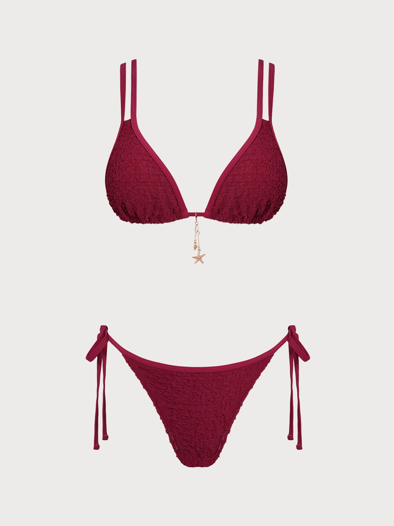 Women's Knitted Polyester Jacquard Trim Bikini Set Bikinis - SAMIOLSWIM
