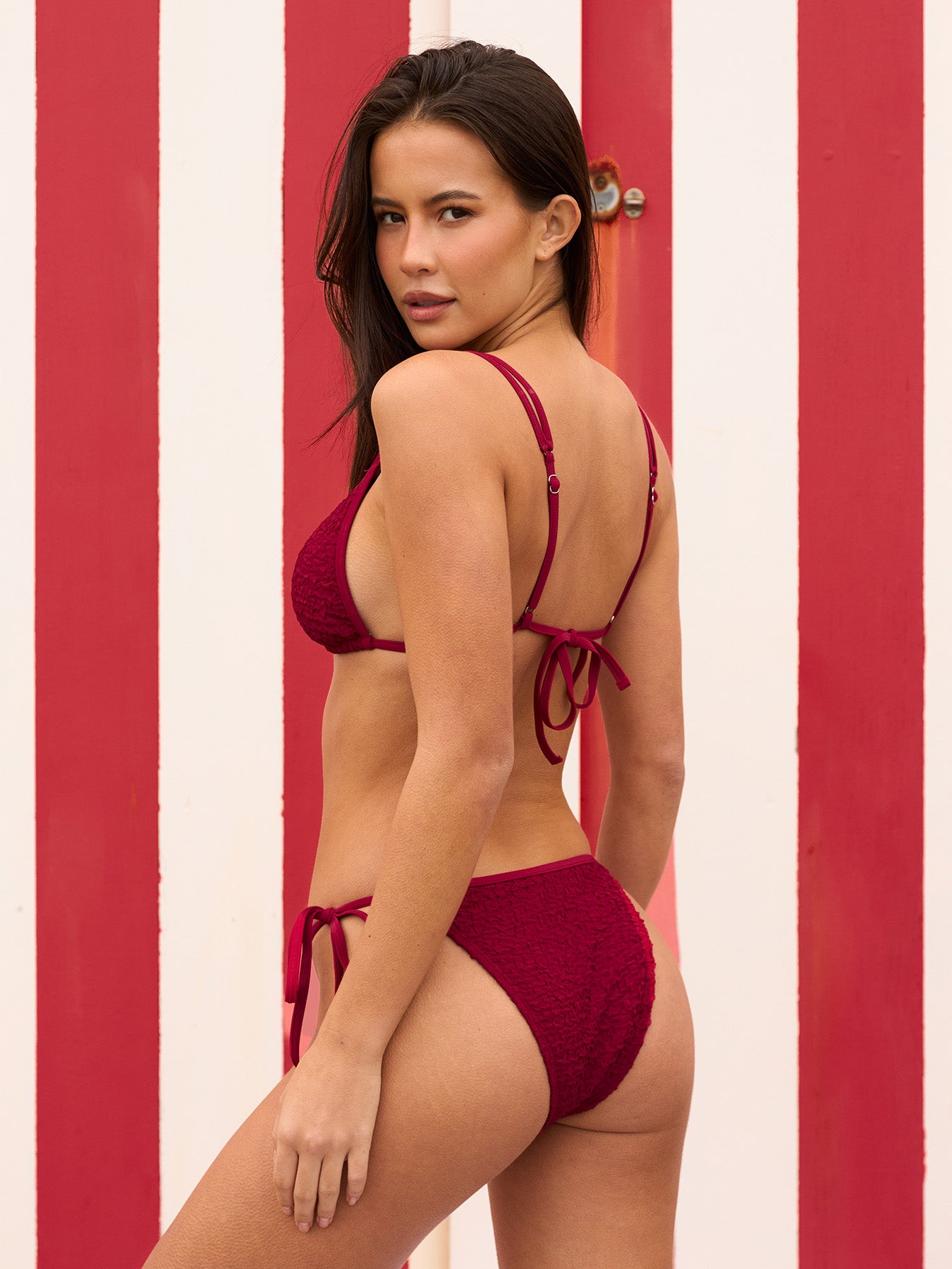 Women's Knitted Polyester Jacquard Trim Bikini Set Bikinis - SAMIOLSWIM