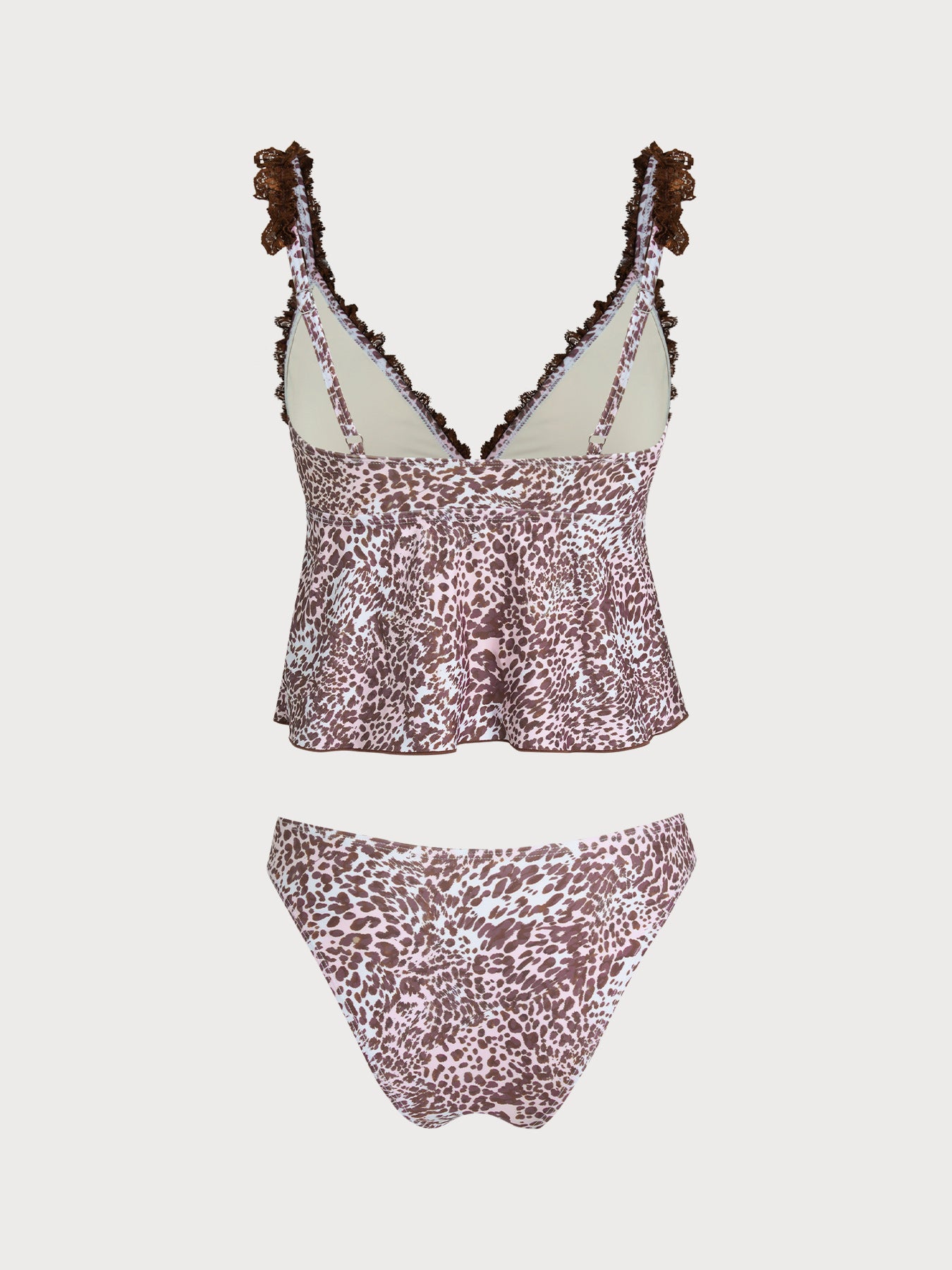 Women's Knitted Polyester Leopard Print Tankini Suit Tankinis - SAMIOLSWIM