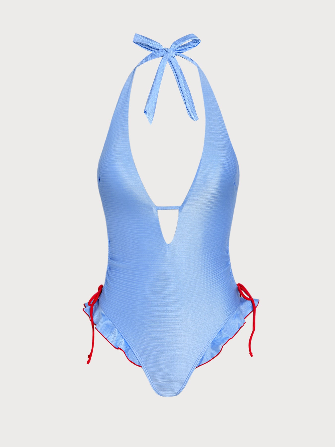 Women's Knitted Polyester One-Piece Swimsuit Blue One-Pieces - SAMIOLSWIM