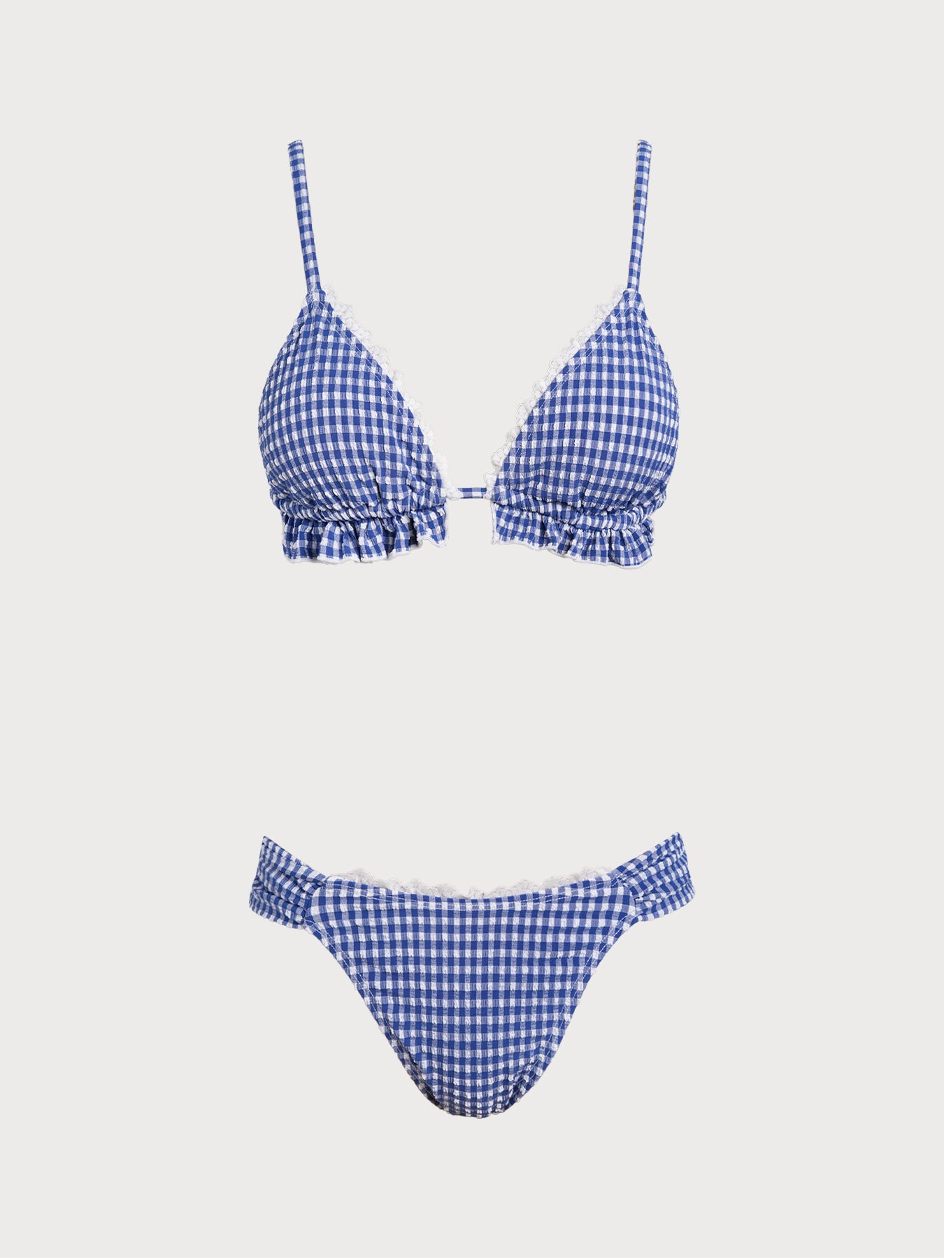 Women's Knitted Polyester Plaid Bikini Set Bikinis - SAMIOLSWIM