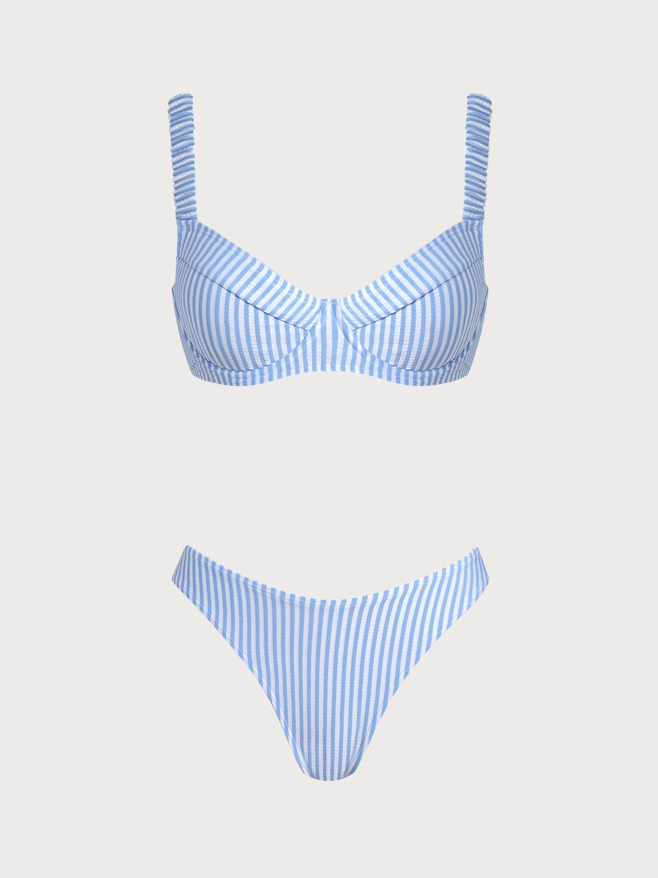 Women's Knitted Polyester Plaid Bikini Set Blue Bikinis - SAMIOLSWIM