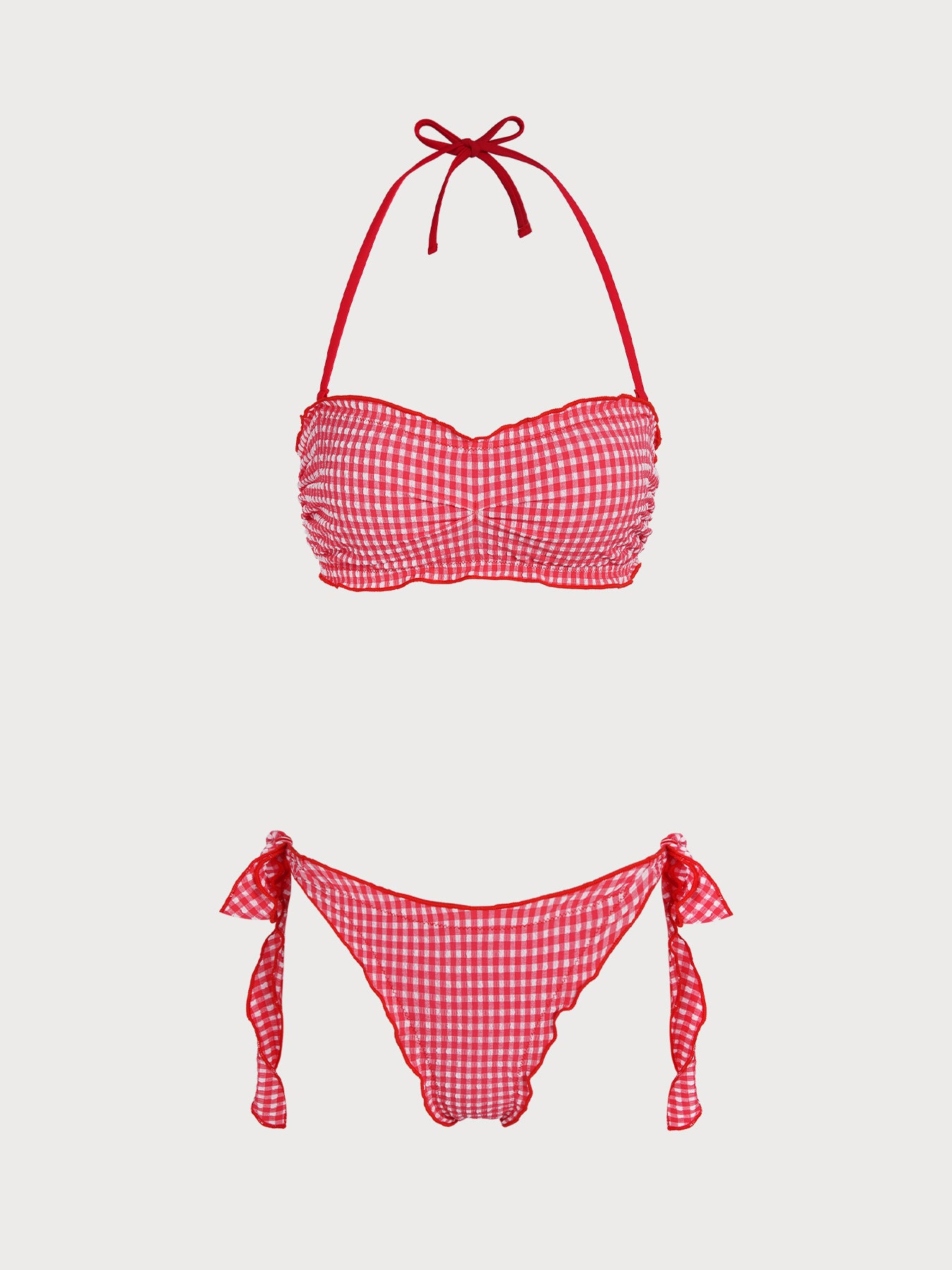 Women's Knitted Polyester Plaid Print Bikini Set Bikinis - SAMIOLSWIM
