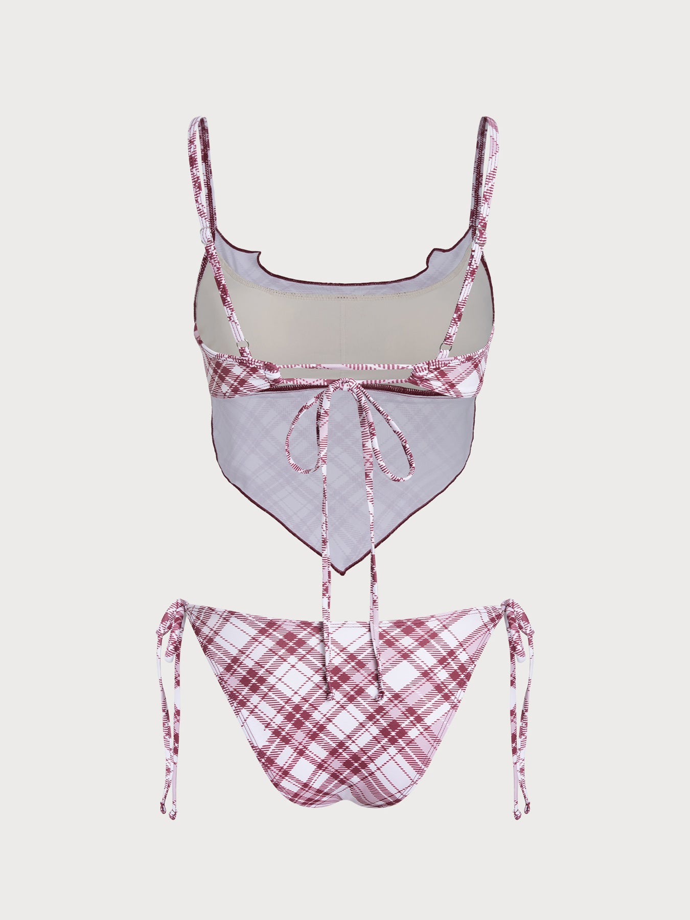 Women's Knitted Polyester Plaid Tankini Suit Tankinis - SAMIOLSWIM