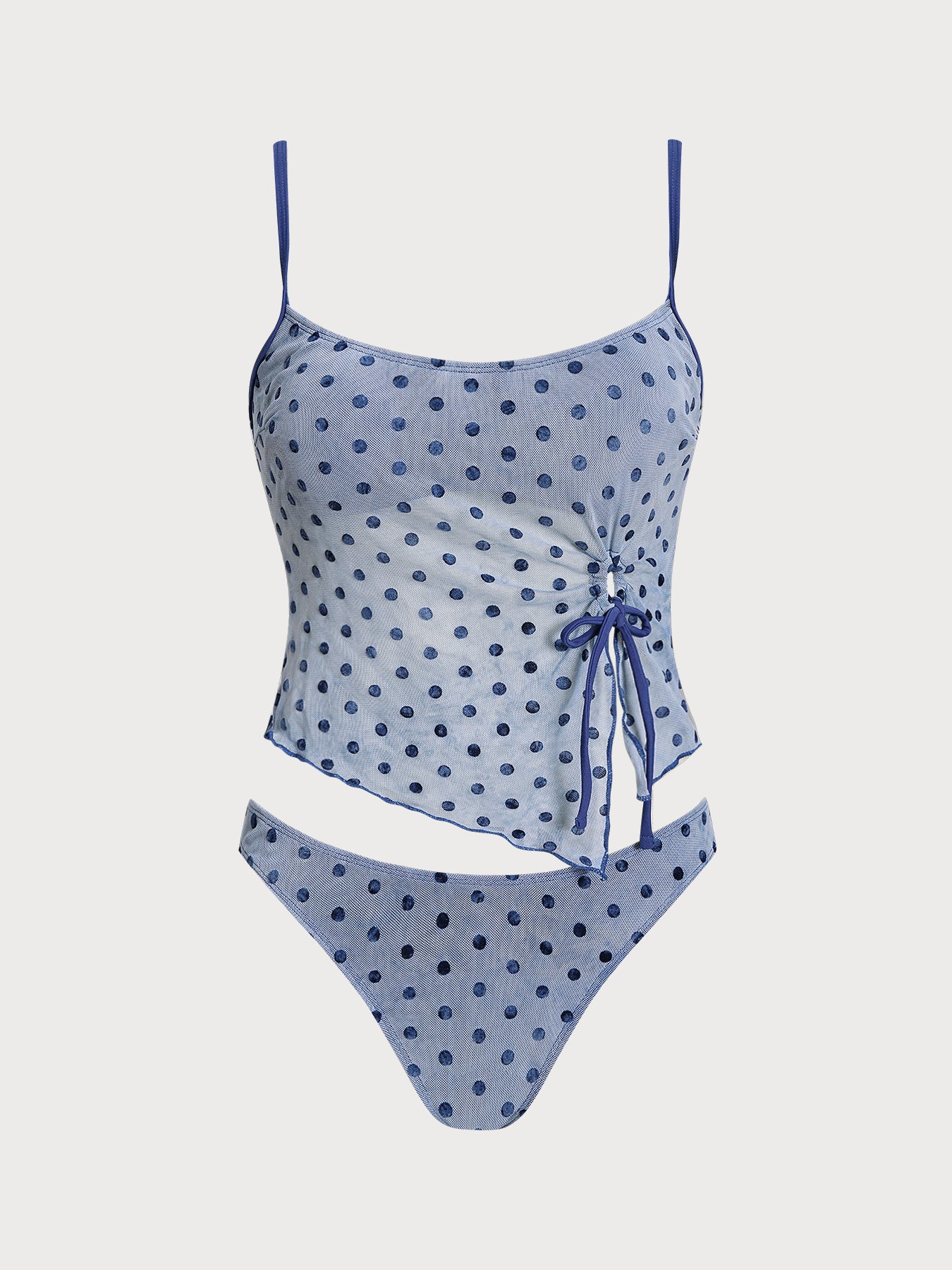 Women's Knitted Polyester Polka Dot Tie-Dye Bikini Set - SAMIOLSWIM - 05